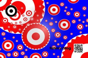 Unzählige 29-zackig kreisrunde, rot-weiß-rote Logos in verschiedenen Größen fliegen wie Seifenblasen über einen blau glänzenden Hintergrund. Eben Feigen- figs - so der Name der Variation.