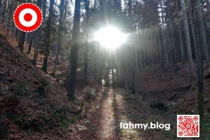 Das Bild Winterdämmerung | Winter Dusk ist das erste Beitragsbild des Blogs im micro four third 4:3 Format. Das schöne Bild wurde mit einem 5 Jahre alten Smartphone gemacht. Das Foto ziert den Blog-Beitrag "Fotos zuschneiden: ja oder nein?". Das rot-weiß-rote Logo von fahmy.blog ist in der linken oberen Ecke, der QR-Code und Bildunterschrift von fahmy.blog ist in der rechten Ecke zu sehen.